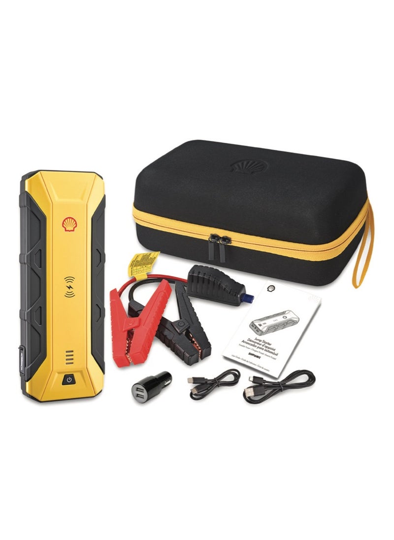 Shell Jump Starter - Shell Portable Car jump Starter 12V/1200Ahm with Wireless mobile charging 16.000mAh , 3 mode searching light - Image 1
