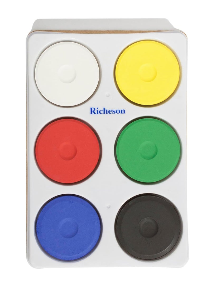 Jack Richeson Giant Tempera Cakes in Tray - Assorted Opaque Colors, Set of 6
