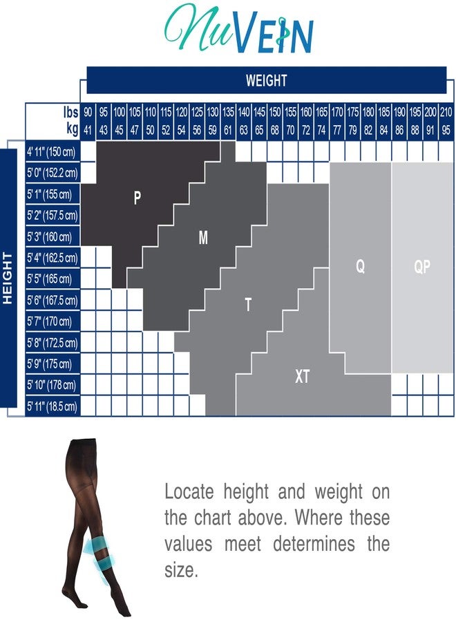 NuVein Compression Pantyhose, 15-20 mmHg Support, Women's Sheer Nylon Hosiery Tights, Closed Toe, White, Queen Plus - Image 2
