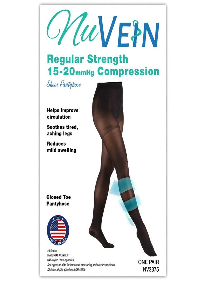 NuVein Compression Pantyhose, 15-20 mmHg Support, Women's Sheer Nylon Hosiery Tights, Closed Toe, White, Queen Plus - Image 5