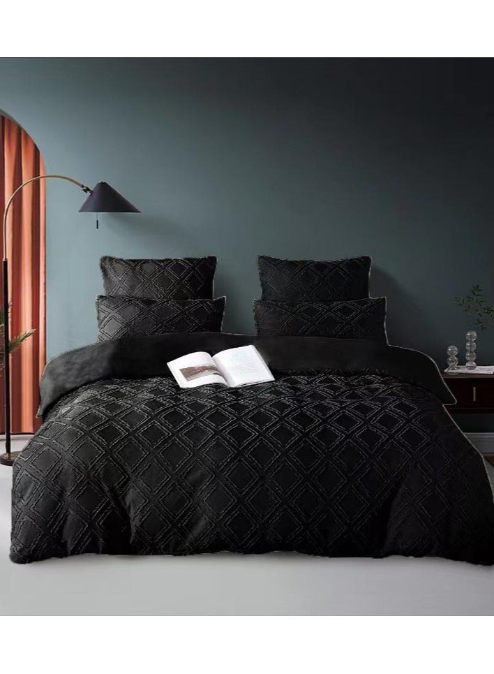 Comfy COMFY 6 PC BLACK SQUARED PREMIUM COTTON KING SIZE COMFORTER SET 