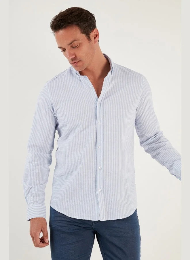 Buratti  Buratti Cotton Striped Button-Down Collar Long Sleeve Regular Fit Shirt Men's SHIRT CF23S112237 for Men | Best Price UAE