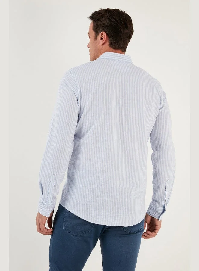 Buratti  Buratti Cotton Striped Button-Down Collar Long Sleeve Regular Fit Shirt Men's SHIRT CF23S112237 for Men | Best Price UAE