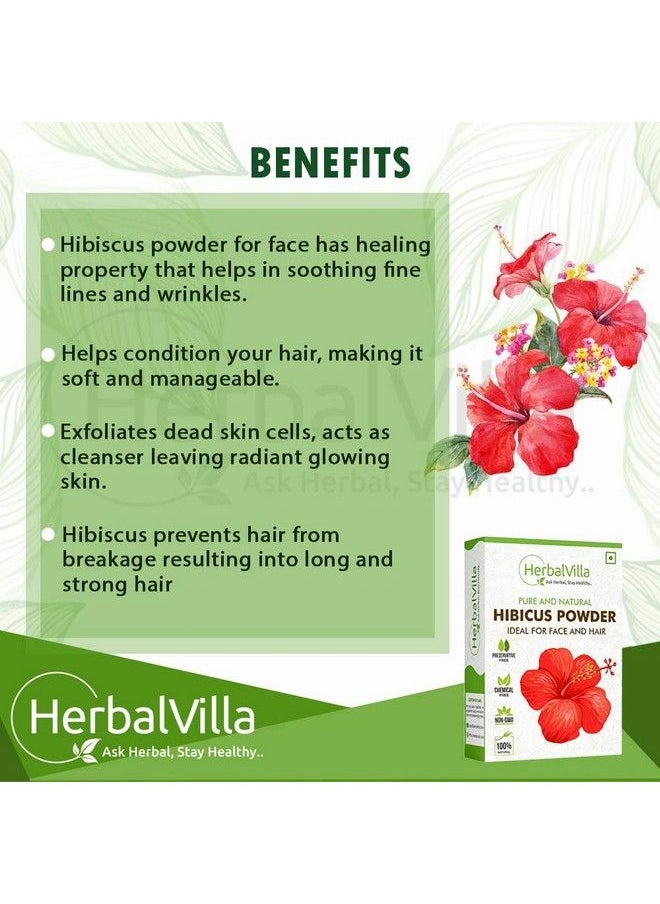 HerbalVilla - Hibiscus Powder For Hair Growth (200 Grams) And Face Pack - Image 1