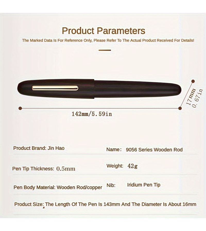 Wooden Body Fountain Pen With Golden Accents M Nib Ebony Vintage Design For Calligraphy And Business Use - Image 2