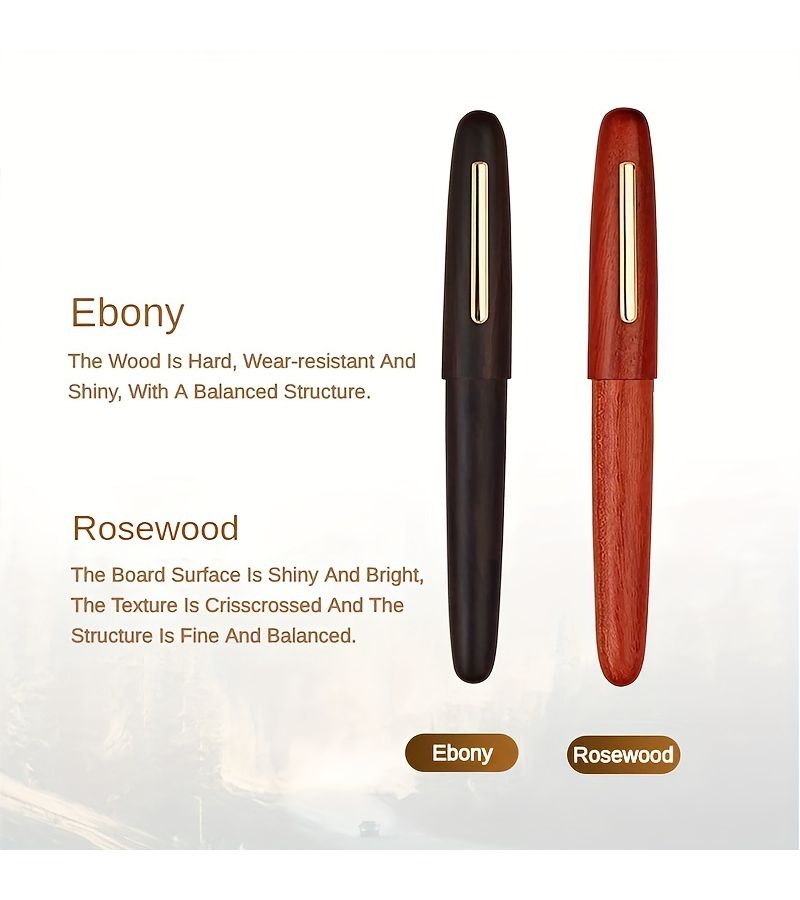 Wooden Body Fountain Pen With Golden Accents M Nib Ebony Vintage Design For Calligraphy And Business Use - Image 3