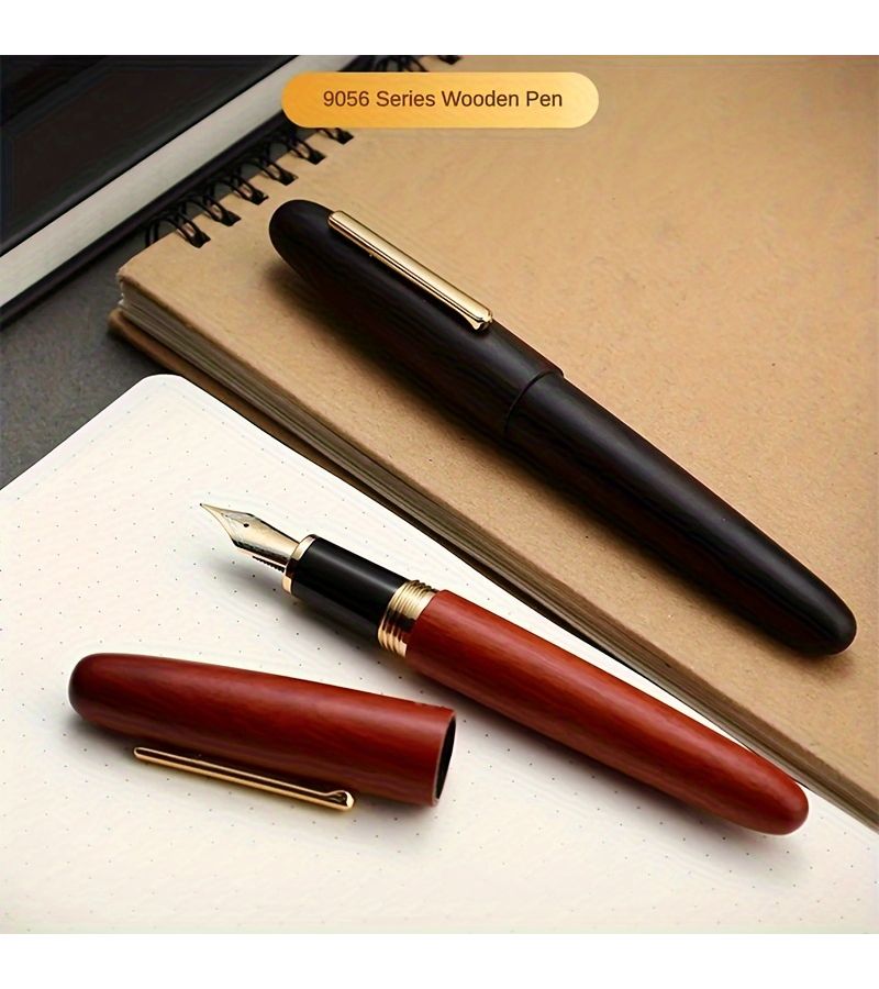Wooden Body Fountain Pen With Golden Accents M Nib Ebony Vintage Design For Calligraphy And Business Use - Image 4