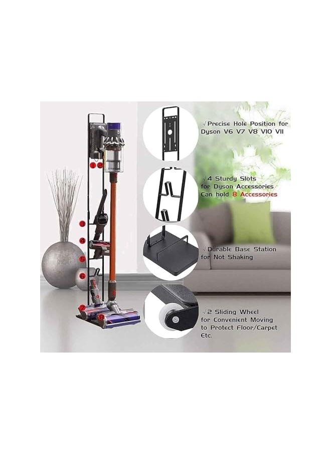 The Bros Vacuum Cleaner Stand Holder with Wheels for Vacuum Cleaner V15 V11 V10 V8 V7 V6, Metal Floor Vacuum Stand Compatibel for T30 T20 V12 V11 V10,No Drilling the Wall (BLACK)  - Image 4
