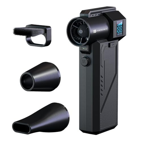 Portronics بورتروينكس تورنادو برو جهاز نفخ هواء محمول عالي السرعة، قابل لإعادة الشحن عبر Type-C، 1,30,000 دورة في الدقيقة، محرك BLDC، 3 سرعات للتحكم، شاشة LED، ضوء LED مدمج، ملحقات فوهة متعددة، للسيارة، الكمبيوتر والمنزل - Image 1