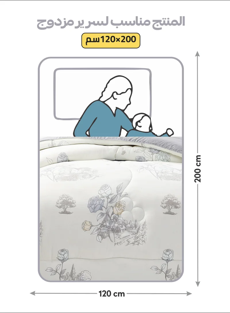 Donetella Bedding Comforter Set Single Size, 4-Pcs Bed Set Fits 120x200 Cms -Printed Bedding Set-All Season- Brushed Microfiber (طقم مفرش سرير فندقي)