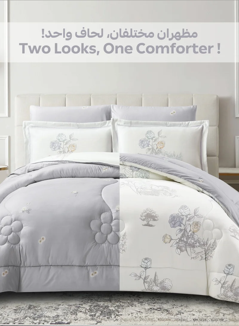 Donetella Bedding Comforter Set Single Size, 4-Pcs Bed Set Fits 120x200 Cms -Printed Bedding Set-All Season- Brushed Microfiber (طقم مفرش سرير فندقي)