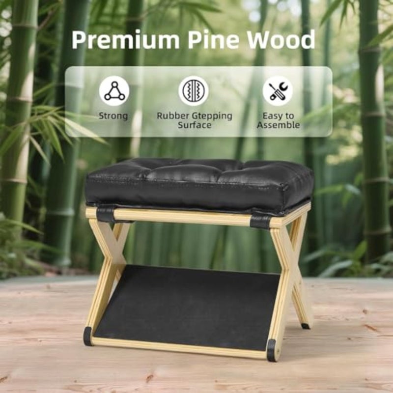 Wooden Under Desk Foot Rest, Ergonomic Footstool with Non-Slip Rubber Pads Smooth Surface, Multi-Purpose Stool for Office Work Home Gaming, Relieves Leg Fatigue Improves Posture - Image 5