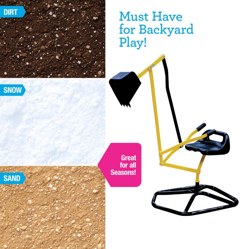 Svan Crane Digger Toy Ride On w Safer Stabilizing Base Kid Outdoor Digging Excavator Play in Backyard 100lb Capacity Swing  Scooper Grab Function 360 Degree Rotation Seat Game for Sandbox Dirt Snow - Image 3
