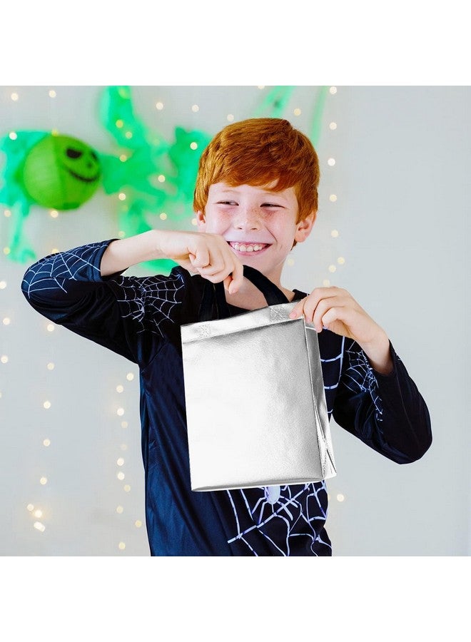 Drapme Extra-Small Size Pack of 20 Pcs Glossy Metallic Laminated Non-Woven Reusable Eco-Friendly Party Return Gift Bags (Silver) (Extra-Small 6.75x9x3 Inch) - Image 3