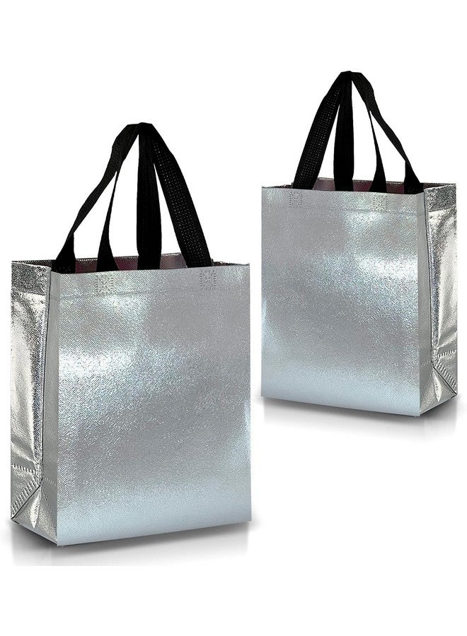 Drapme Extra-Small Size Pack of 20 Pcs Glossy Metallic Laminated Non-Woven Reusable Eco-Friendly Party Return Gift Bags (Silver) (Extra-Small 6.75x9x3 Inch) - Image 1