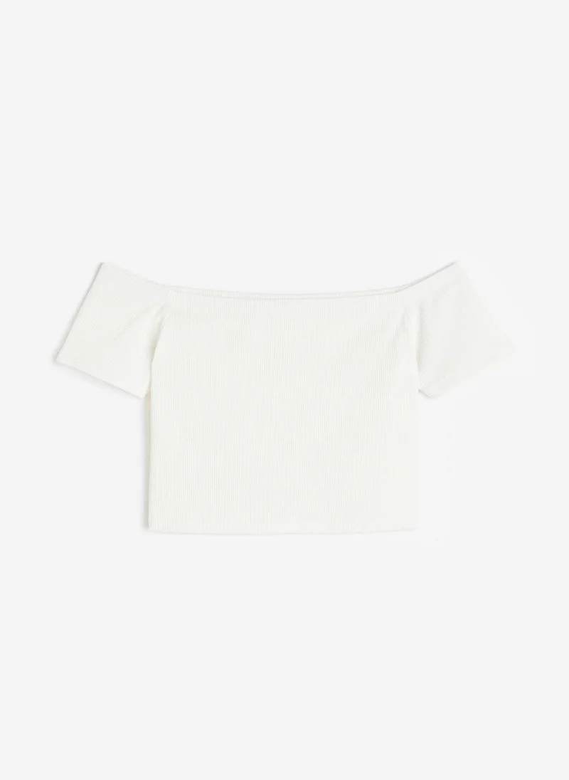 اتش اند ام Ribbed Off The Shoulder Top