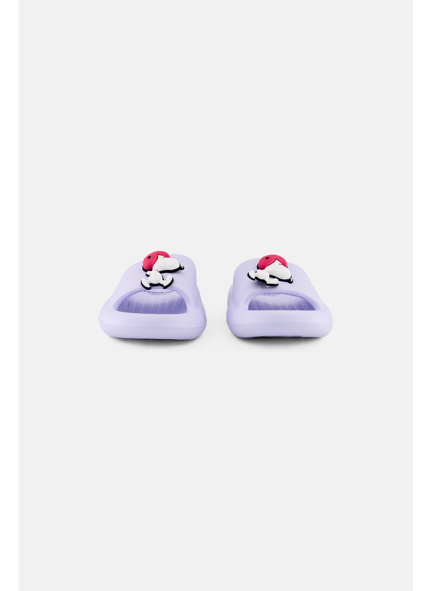 Peanuts Kids Girl Slip on Slides, Lavender  - Image 2