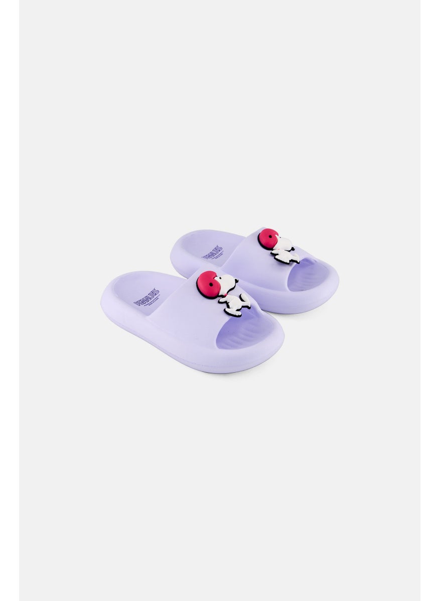 Peanuts Kids Girl Slip on Slides, Lavender  - Image 1