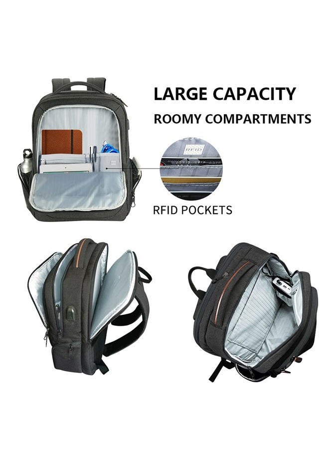 KROSER Laptop Backpack Large Computer Backpack Fits up to 17.3 Inch Laptop with USB Charging Port Water-Repellent School Travel Backpack Casual Daypack for Business/College/Women/Men-Charcoal Black - Image 5