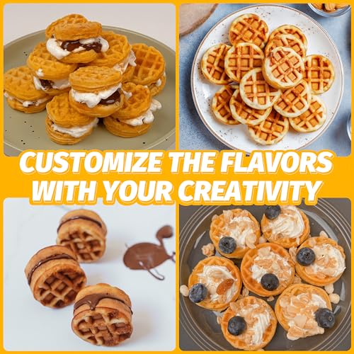 FineMade Mini Waffle Maker, Mini Waffle Iron, Waflera Electrica, Small Waffle Maker for Kids, Baby wafflera, Makes 8×2" Tiny Waffle Bites, Non-stick Surface, Ideal for Breakfast, Dessert and Snacks - Image 4