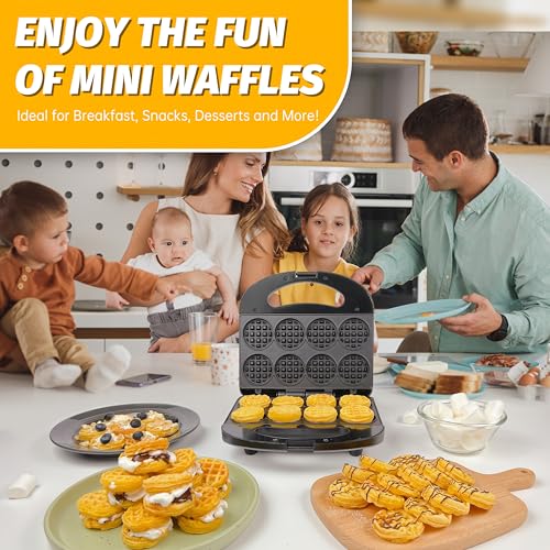 FineMade Mini Waffle Maker, Mini Waffle Iron, Waflera Electrica, Small Waffle Maker for Kids, Baby wafflera, Makes 8×2" Tiny Waffle Bites, Non-stick Surface, Ideal for Breakfast, Dessert and Snacks - Image 3