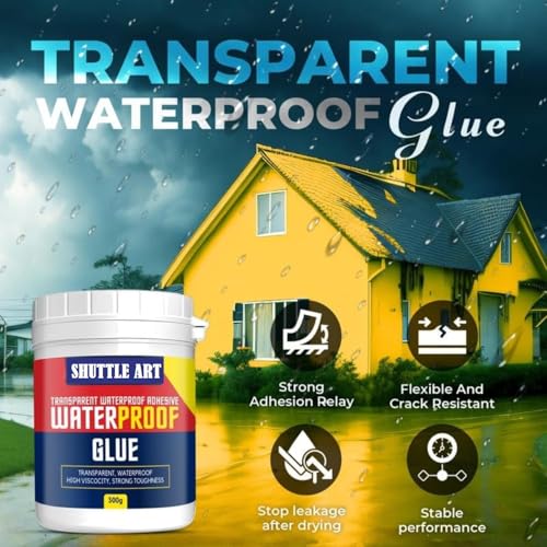 SHUTTLE ART Waterproof Glue Clearance Transparent Adhesive, Strong Adhesive for Multiple Surfaces, Anti-Leakage Agent, Quick Drying and Clear Finish, Ideal for Crafts and Repairs for Cement, Marble - Image 3