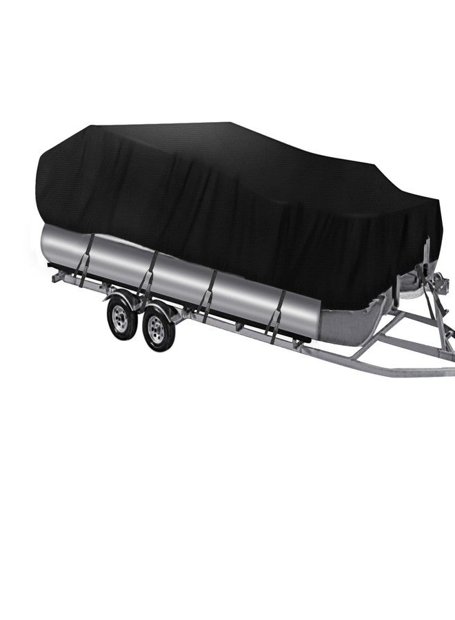 NEVERLAND Trailerable Boat Cover Waterproof Heavy Duty Marine Grade Polyester Canvas Fits Pontoon/Deck Boats (Boat Length 17-20ft, Beam Width up to 102", Black) - Image 1