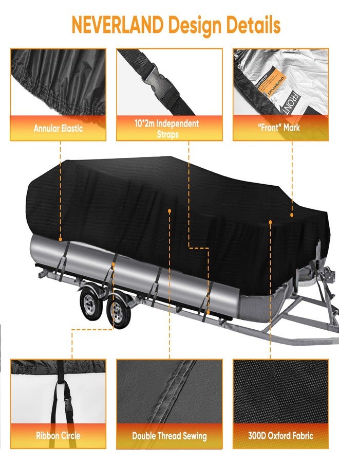 NEVERLAND Trailerable Boat Cover Waterproof Heavy Duty Marine Grade Polyester Canvas Fits Pontoon/Deck Boats (Boat Length 17-20ft, Beam Width up to 102", Black) - Image 2