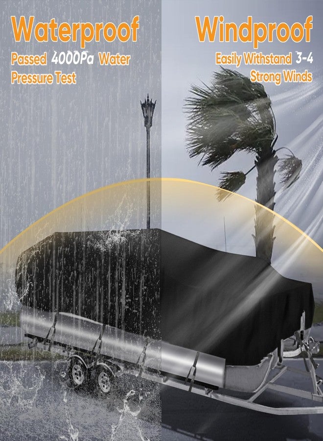 NEVERLAND Trailerable Boat Cover Waterproof Heavy Duty Marine Grade Polyester Canvas Fits Pontoon/Deck Boats (Boat Length 17-20ft, Beam Width up to 102", Black) - Image 4