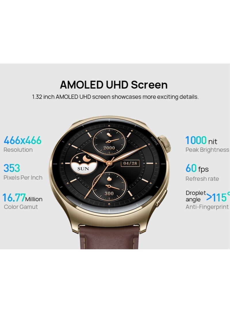 Mibro ساعة ميبرو لايت 3 برو الذكية 1.32" شاشة AMOLED مستشعر حركة 10 محاور مكالمات بلوتوث GPS 150+ وضع رياضي مقاومة للماء 5ATM مراقبة معدل ضربات القلب عمر بطارية 15 يوم ساعة ذكية (أخضر داكن) - Image 2
