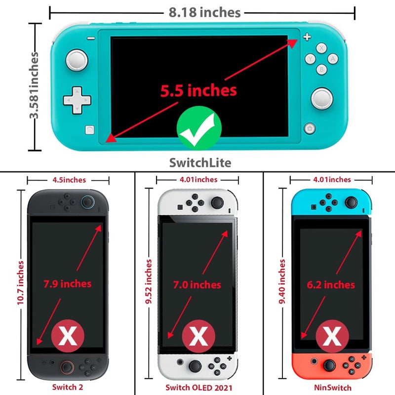 TJ's TJS 2 Pack Screen Protector Tempered Glass for Nintendo Switch Lite Model 2019 5.5", [Works While Docking] - 0.3mm Thickness/Bubble Free/Ultra Clear/9H Hardness/Anti-Scratch/Anti-Fingerprint (Clear) - Image 2
