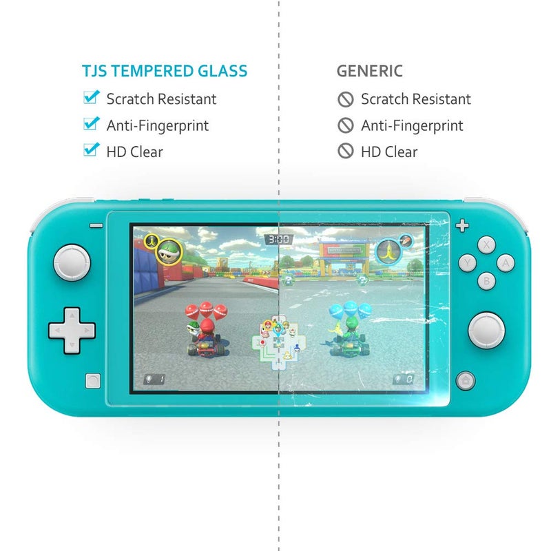 TJ's TJS 2 Pack Screen Protector Tempered Glass for Nintendo Switch Lite Model 2019 5.5", [Works While Docking] - 0.3mm Thickness/Bubble Free/Ultra Clear/9H Hardness/Anti-Scratch/Anti-Fingerprint (Clear) - Image 3