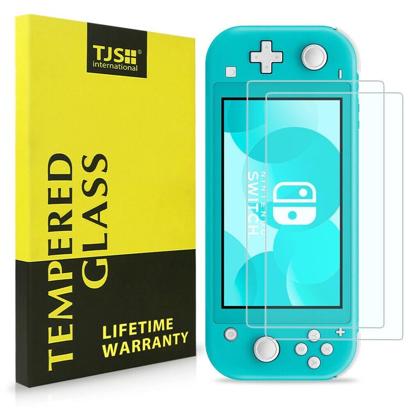 TJ's TJS 2 Pack Screen Protector Tempered Glass for Nintendo Switch Lite Model 2019 5.5", [Works While Docking] - 0.3mm Thickness/Bubble Free/Ultra Clear/9H Hardness/Anti-Scratch/Anti-Fingerprint (Clear) - Image 1