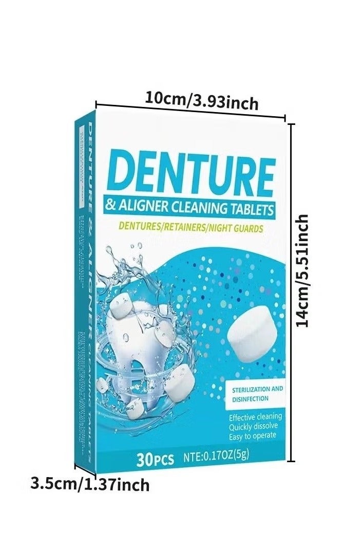 Unewshi 30 Tabs Denture Cleaning Tablets, 30 Tablets for Overnight Dental Prosthesis Fresh Brite and Stain-Free, Retainer Cleaning Tablet, Aligner Gum Shield, Mouth Guard Denture Cleaners - Image 3