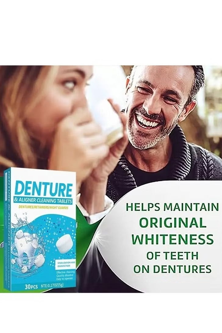 Unewshi 30 Tabs Denture Cleaning Tablets, 30 Tablets for Overnight Dental Prosthesis Fresh Brite and Stain-Free, Retainer Cleaning Tablet, Aligner Gum Shield, Mouth Guard Denture Cleaners - Image 4