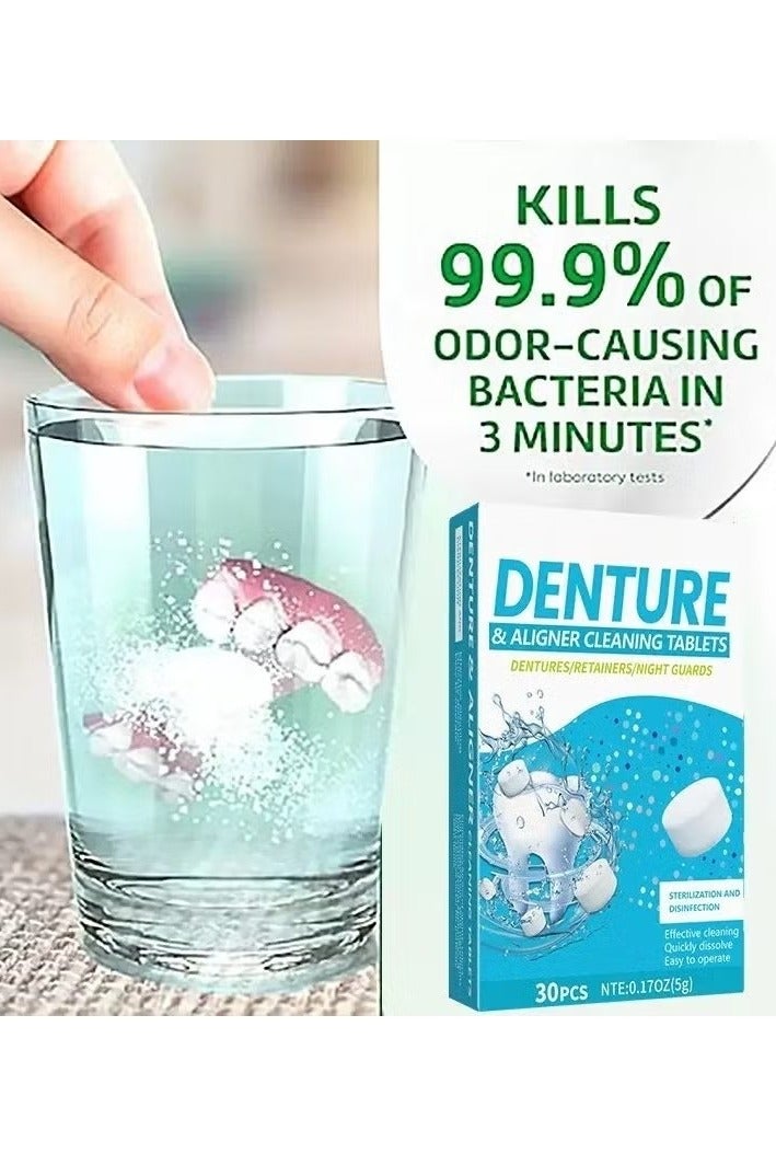 Unewshi 30 Tabs Denture Cleaning Tablets, 30 Tablets for Overnight Dental Prosthesis Fresh Brite and Stain-Free, Retainer Cleaning Tablet, Aligner Gum Shield, Mouth Guard Denture Cleaners - Image 5