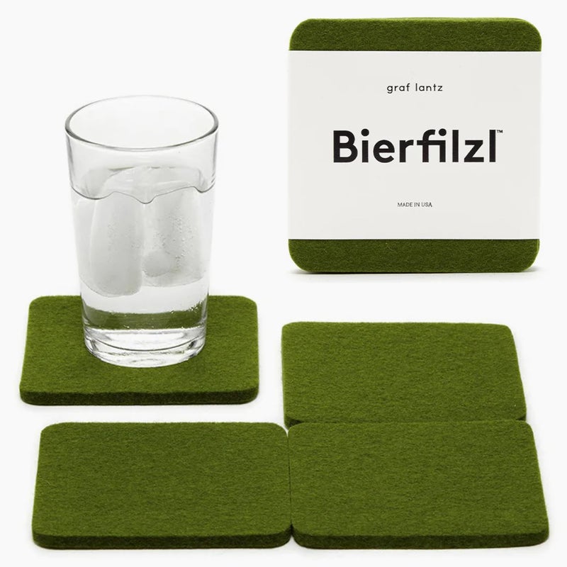 Graf Lantz - Bierfilzl Felt Coasters - Square - 100 ٪ Merino Wool - Wicking الرطوبة - مقاومة للحرارة - مستدامة - ديكور المنزل - هدية Housewarming - 4 Coaster Set - 4 "" × 4 "" × 5 مم - Loden Green - Image 1