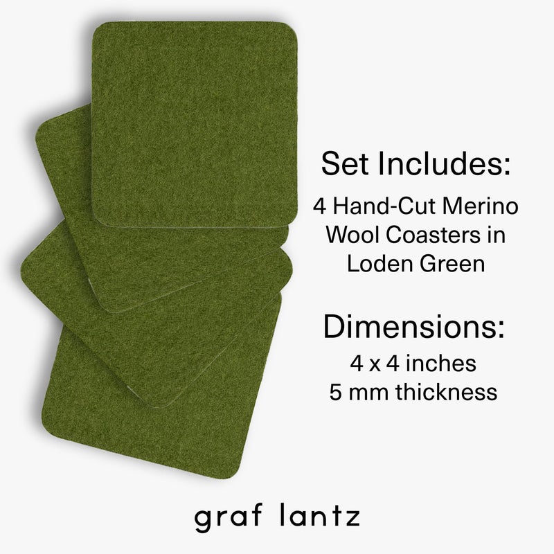 Graf Lantz - Bierfilzl Felt Coasters - Square - 100 ٪ Merino Wool - Wicking الرطوبة - مقاومة للحرارة - مستدامة - ديكور المنزل - هدية Housewarming - 4 Coaster Set - 4 "" × 4 "" × 5 مم - Loden Green - Image 4