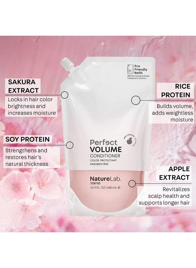 NatureLab. TOKYO Perfect Volume Conditioner: Ecofriendly Refill Pouch: Lightweight Hair Conditioner Build Lift And Body To Flat Fine Or Limp Hair I 22.9 Fl Oz / 680Ml - Image 5