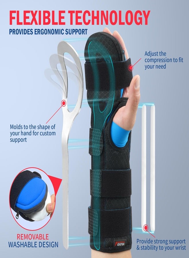 FEATOL Resting Hand Splint Stroke Night Immobilizer with Removable Splints- Pain Relief For Carpel Tunnel, Stroke Recovery, Arthritis, Tendinitis-Functional Support Wrist Finger Brace-Right Hand Large-For Men and Women - Image 2