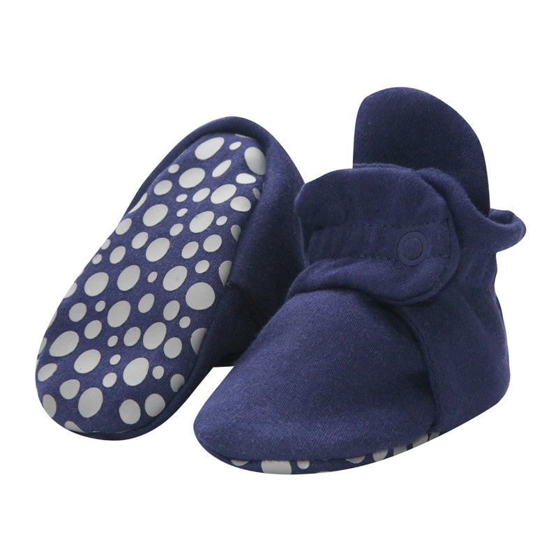 Zutano Unisex Organic Cotton Baby Booties With Gripper Soles, True Navy, 12M - Image 1