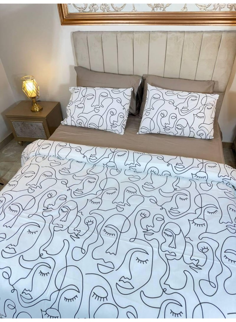 Al-Ameriya Cotton Large Bed Sheet Set, 4 Pieces, Size 240*240