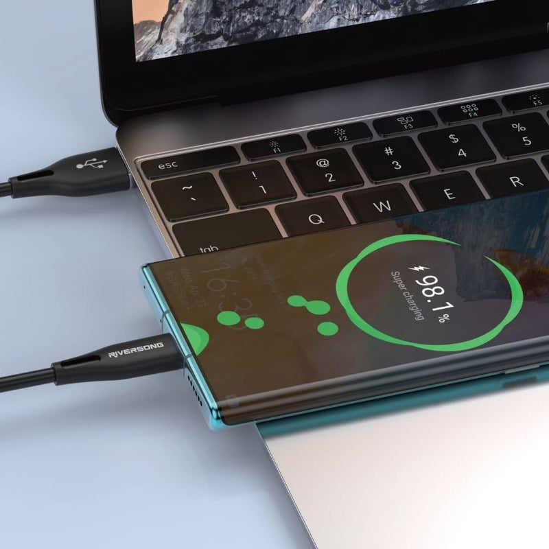 ريفرسونج كابل من USB-A إلى USB-C بطول 1 متر، شحن سريع 2.4 أمبير، نقل بيانات بسرعة 480 ميجابت/ثانية، مادة TPE متينة، عمر انحناء يتجاوز 5000 مرة، سلك شاحن من النوع C للأجهزة التي تعمل بنظام Android والأجهزة اللوحية وأجهزة USB-C، موديل CT92 - Image 1