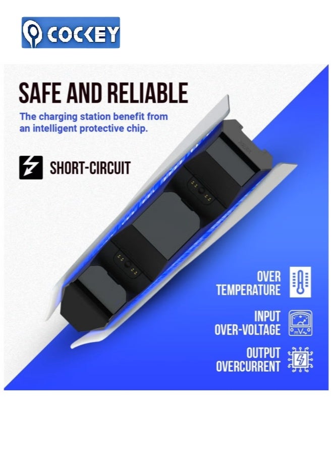 كوكي PS5 جهاز تحكم محطة شحن مضغوطة PS5 جهاز تحكم جهاز بلاي ستيشن 5 جهاز تحكم مزدوج حساس جهاز تحكم USB النوع C جهاز شحن PS5 حامل مع مؤشر LED. - Image 3