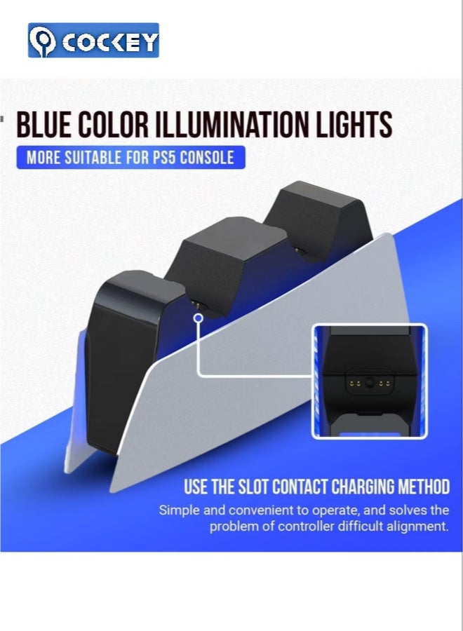 كوكي PS5 جهاز تحكم محطة شحن مضغوطة PS5 جهاز تحكم جهاز بلاي ستيشن 5 جهاز تحكم مزدوج حساس جهاز تحكم USB النوع C جهاز شحن PS5 حامل مع مؤشر LED. - Image 5
