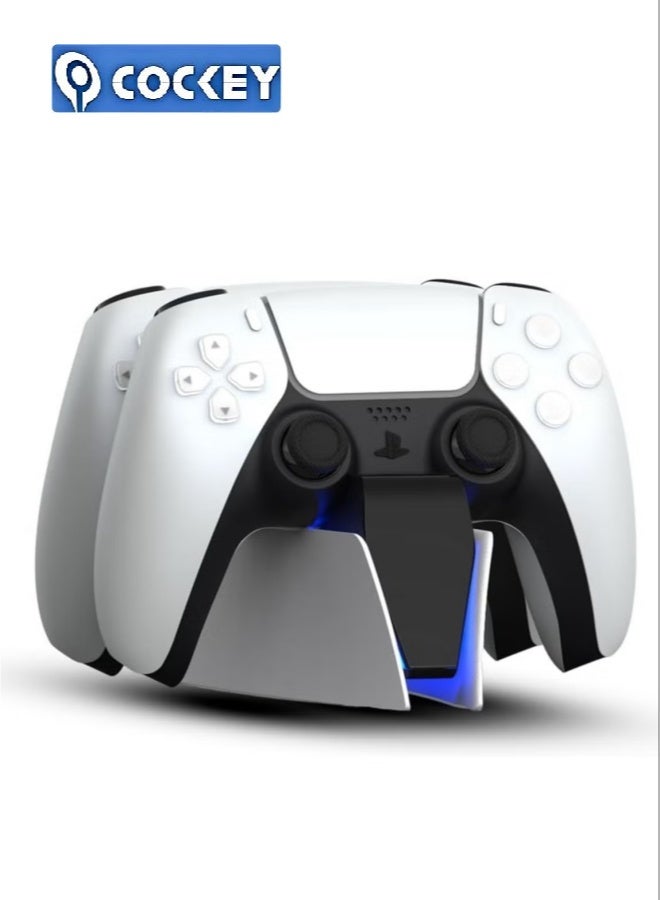 كوكي PS5 جهاز تحكم محطة شحن مضغوطة PS5 جهاز تحكم جهاز بلاي ستيشن 5 جهاز تحكم مزدوج حساس جهاز تحكم USB النوع C جهاز شحن PS5 حامل مع مؤشر LED. - Image 1