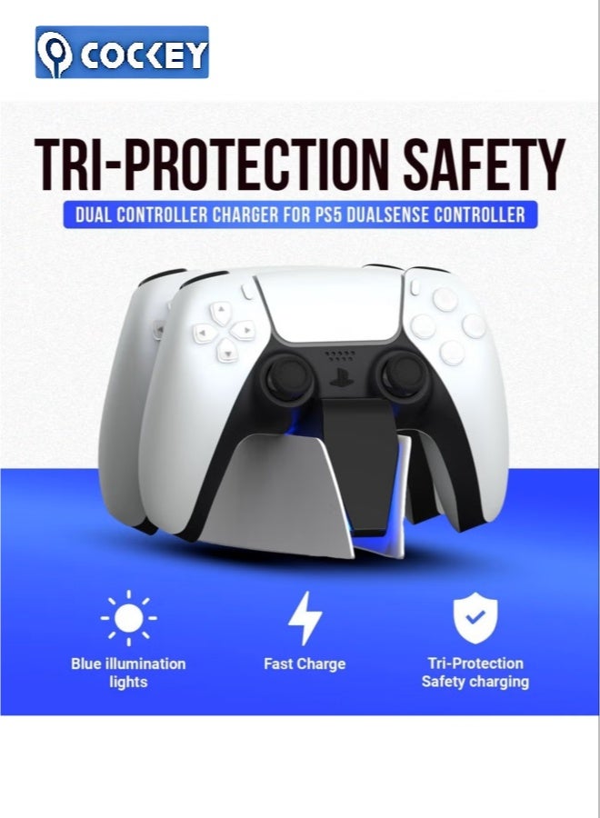 كوكي PS5 جهاز تحكم محطة شحن مضغوطة PS5 جهاز تحكم جهاز بلاي ستيشن 5 جهاز تحكم مزدوج حساس جهاز تحكم USB النوع C جهاز شحن PS5 حامل مع مؤشر LED. - Image 4