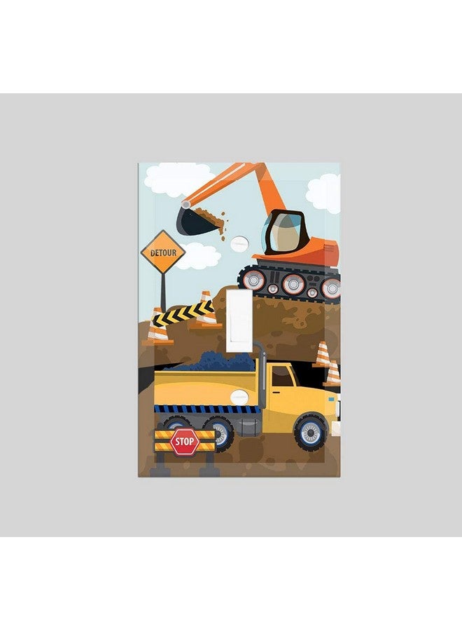 Create-A-Mural Truck Boys Room Light Switch Cover Plate Kids Decorative Tractor Nursery Teen Toddler Room Decor Bedroom Bathroom Playroom (Construction Truck) - Image 3