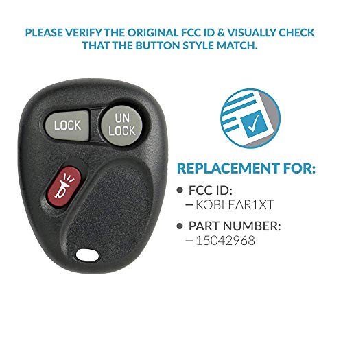 Keyless2Go Replacement for Keyless Entry Car Key Fob Vehicles That Use 3 Button KOBLEAR1XT 15042968 Remote, Self-Programming - 2 Pack - Image 3
