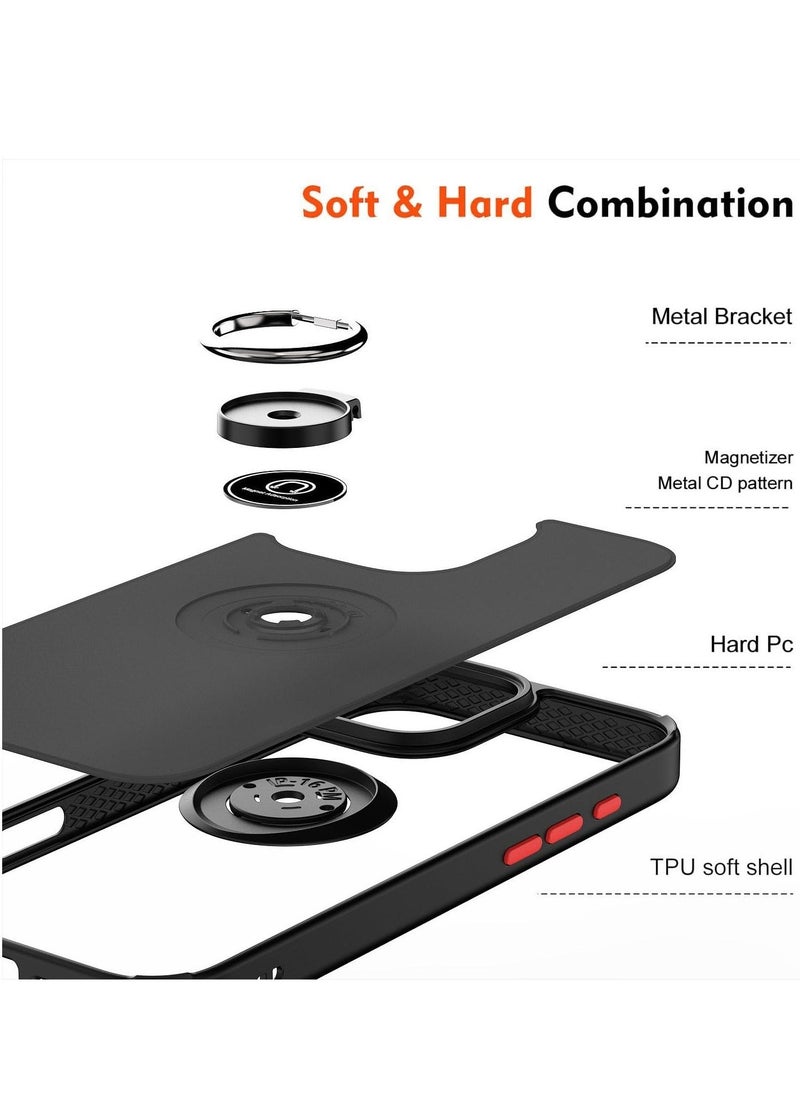 JAJEEK iPhone 16 Pro Max Case Cover – Blue Matte Shockproof Bumper with Metal Ring Holder Kickstand & Car Magnetic Mount - Image 5